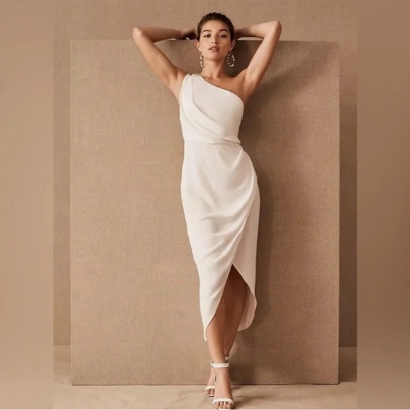 SIGNIFICANT OTHER Agnes One-Shoulder Crepe white  Midi dress size AU (10) US (6) - Picture 1 of 7
